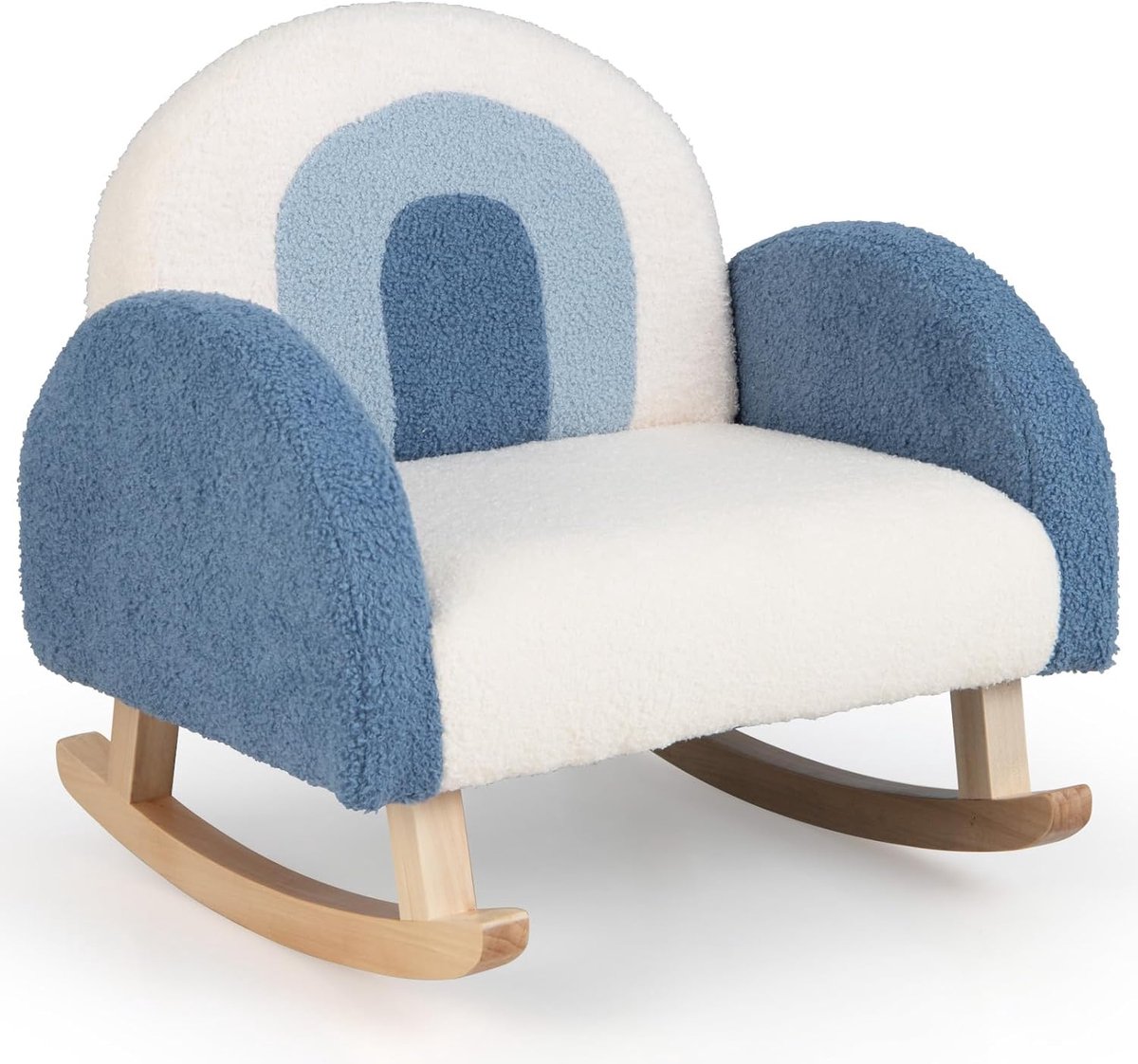 Gestoffeerde kinderstoel - Teddy stoel - Kinderspel en ontspanning - Schommel- en zithouding ondersteuning - 50x49x50 cm - Blauw