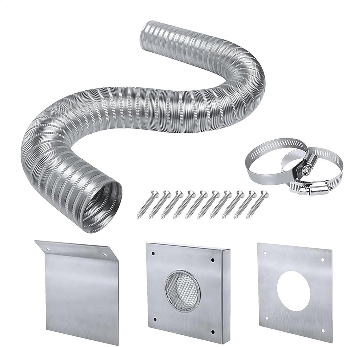Kachel Luchtinlaatkit - Ventilatieslang Set - Efficiënte Verwarming - Roestvrij Staal 304 - Tot 60 Inch