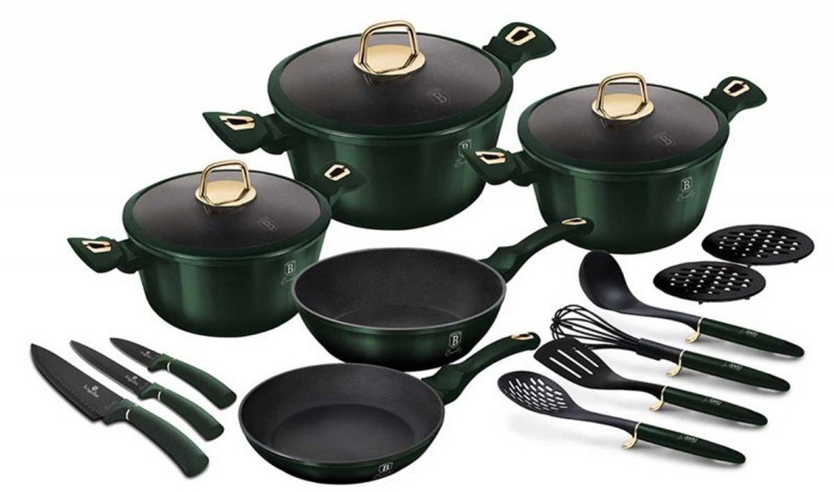 Berlinger Haus Emerald Serie - Pannenset - 17 Delig - Titanium Coating - Voor Alle Kookplaten