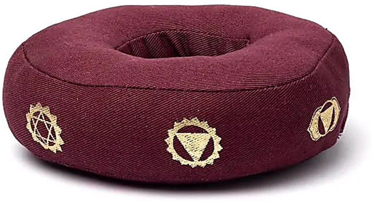 Klankschaalkussen 7 chakra’s aubergine S – 13 cm x 5 cm
