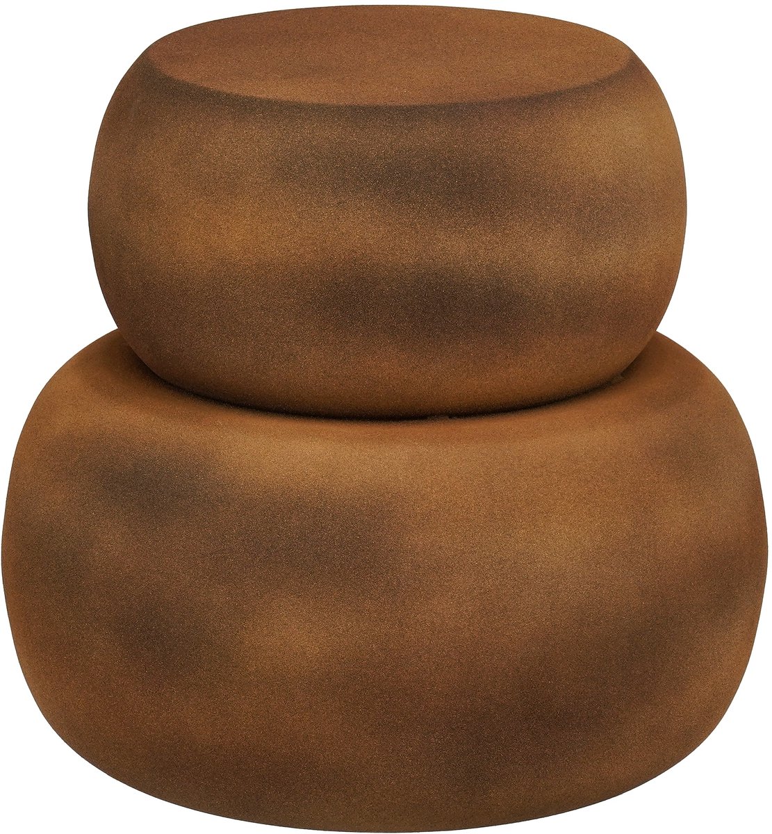 Mica Decorations Zea Bijzettafel - Bijzettafeltje Rond - Woonkamer Decoratie - 37 x 43 cm - IJzer, MDF, Fluweel - Bruin Antiek