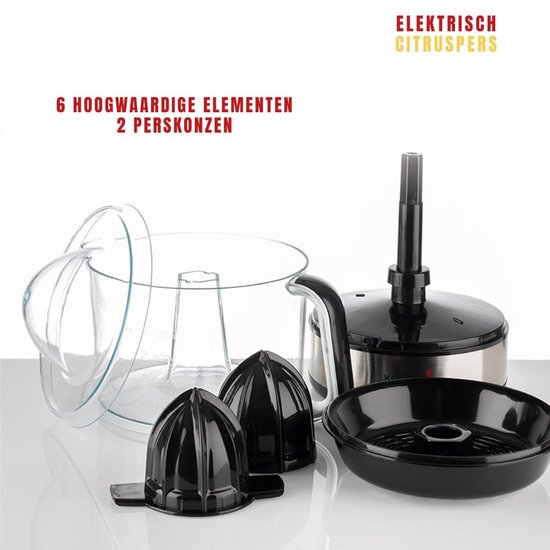 Zyrex® Citruspers electrisch - Citruspers - Sinaasappelpers - Zwart/Zilver - ‎20cm x 14cm x 21cm van Merkloos — afbeelding 5