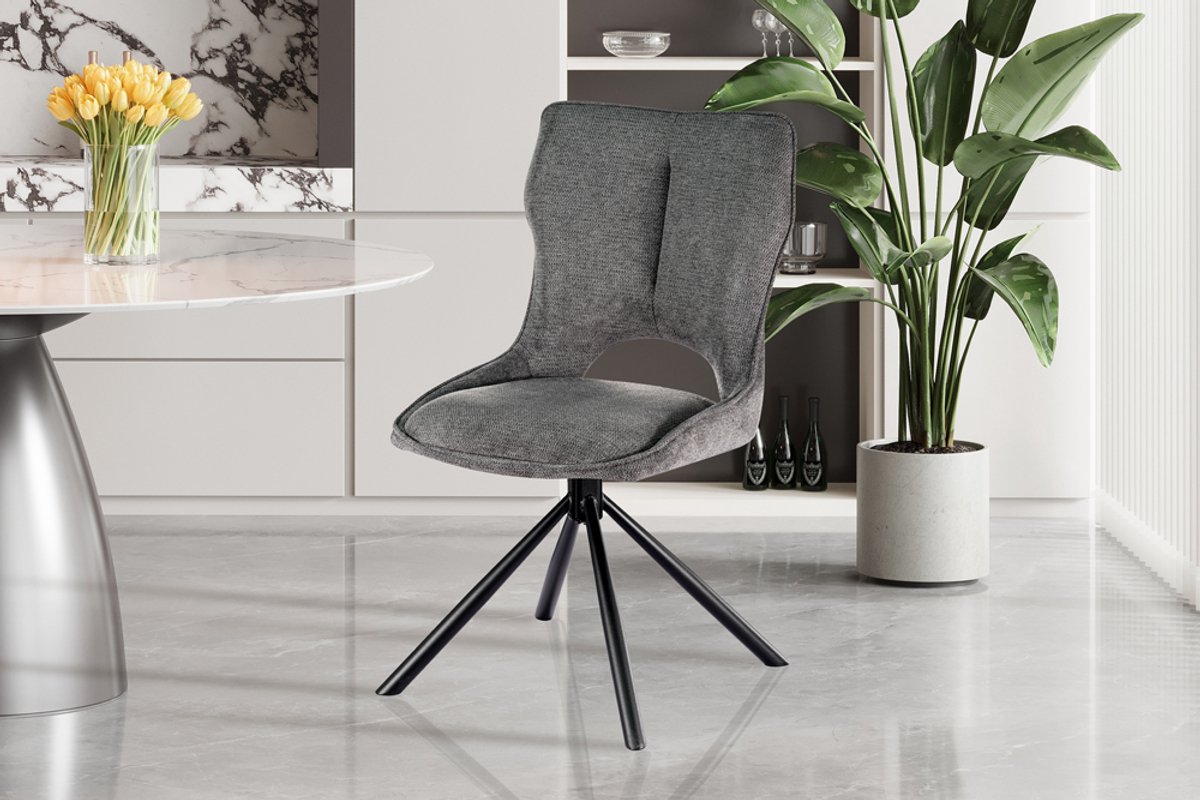 Stoelen/Draaibaar stoel 'Mori' in stof share Donkergrijs - Set van 2 - Modern