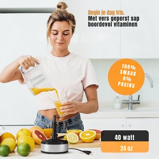 Zyrex® Citruspers Electrisch - Citruspers - Sinaasappelpers - Zilver en Zwart - 13cm x 15cm x 20cm van Merkloos — afbeelding 4