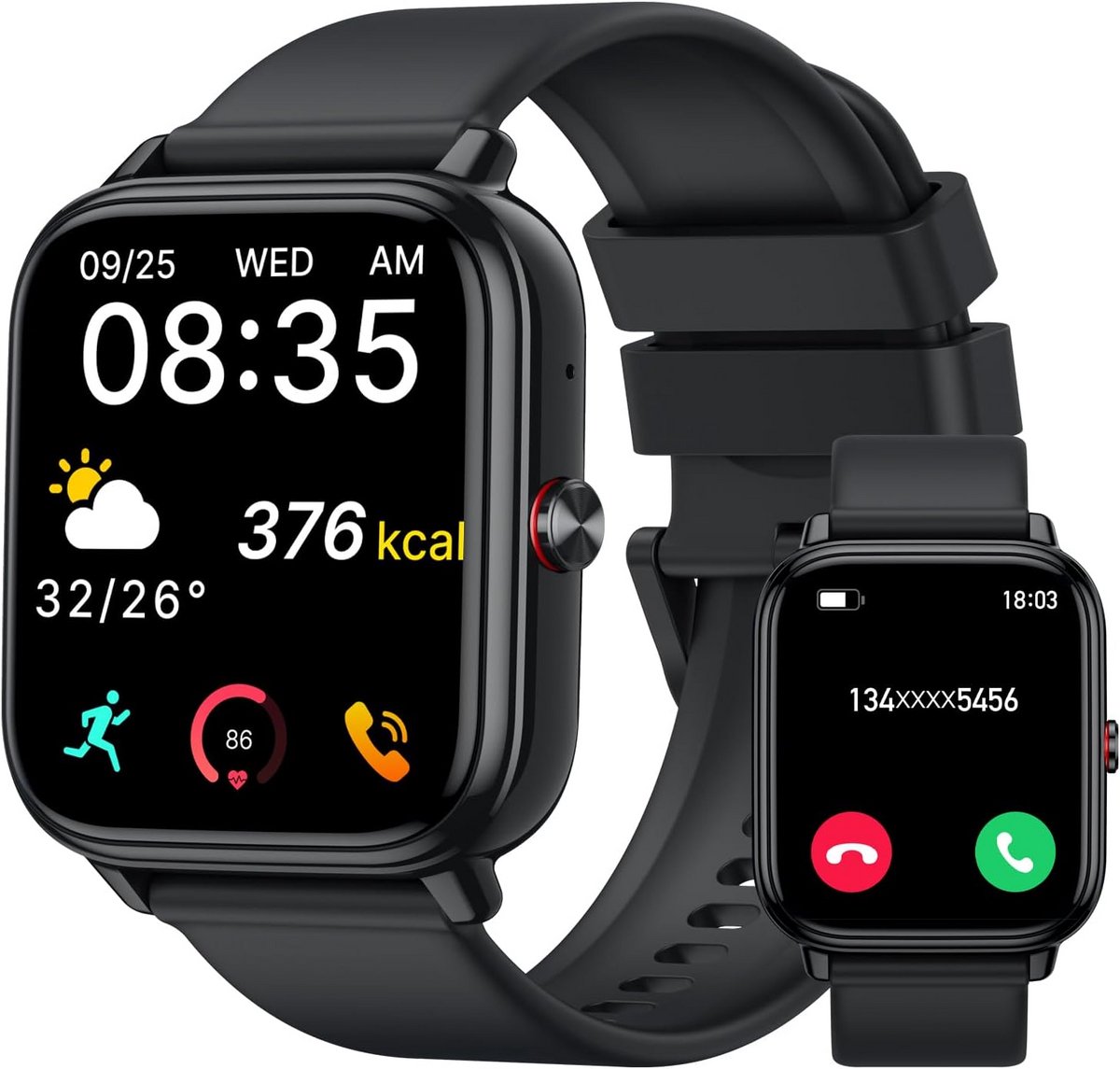 HD Smartwatch met Hartslagmeter, Slaapmonitor en Bluetooth Bellen - Voor Dames en Heren