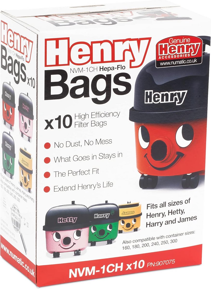 HepaFlo Stofzuigerzakken 10 stuks voor Henry Stofzuigers