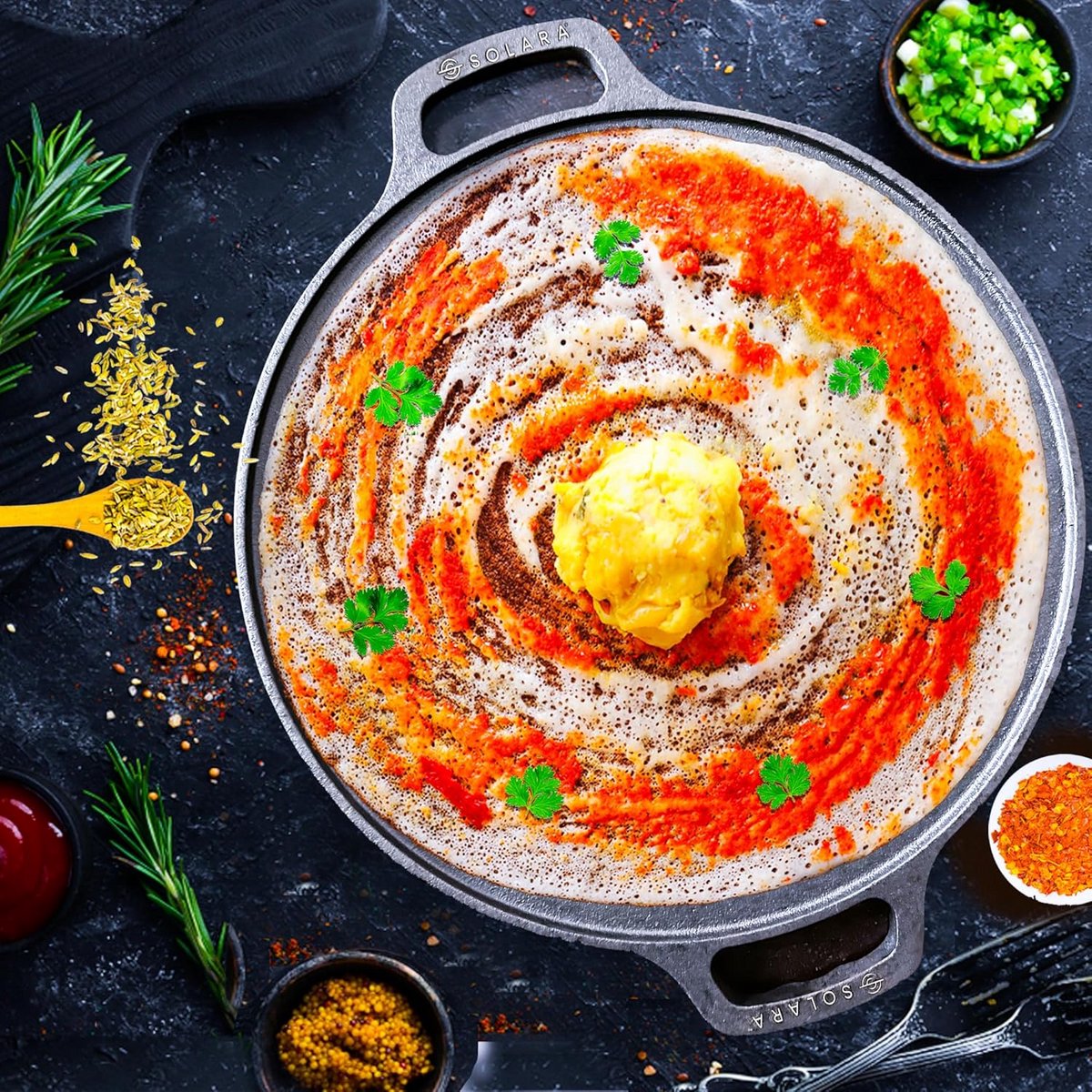 Gietijzeren Koekenpan voor Pannenkoeken, Dosa en Brood, Geschikt voor Gas en Inductie