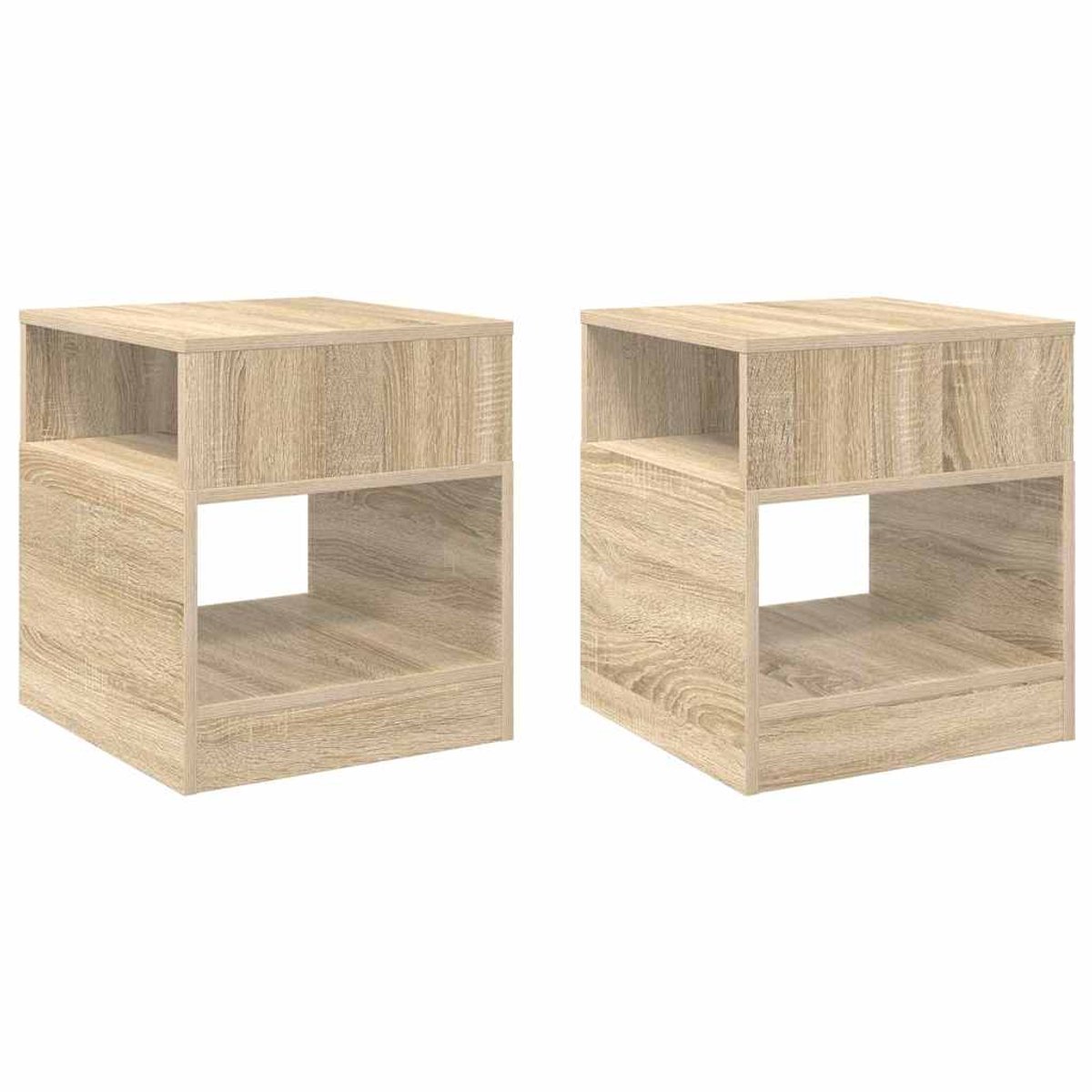 vidaXL Bijzettafel - 2 - st - Sonoma - Eik - 40,5 - x - 40 - x - 45 - cm - Bewerkt - hout Sonoma eiken