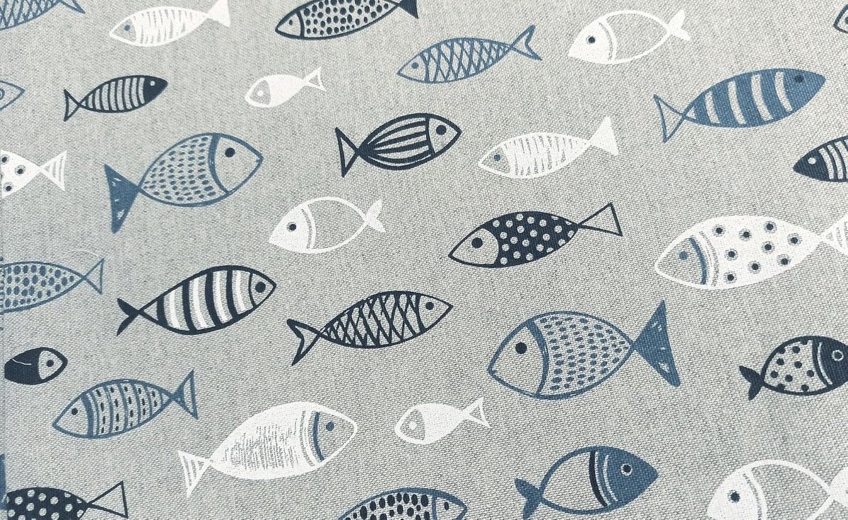 Katoenen Tafelkleed met Vissenprint in Verschillende Maten