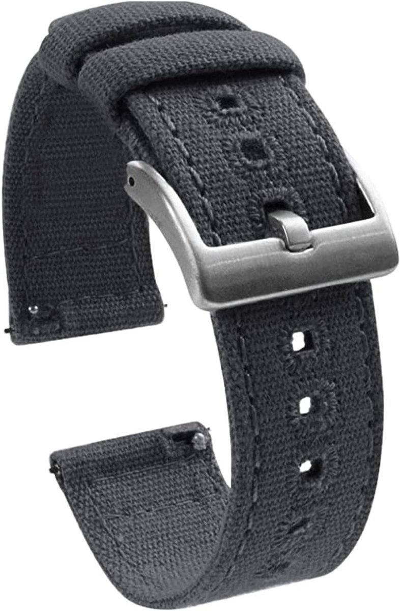 Vervangende Quick Release Horlogeband van Canvas voor Dames en Heren - Diverse Kleuren en Maten