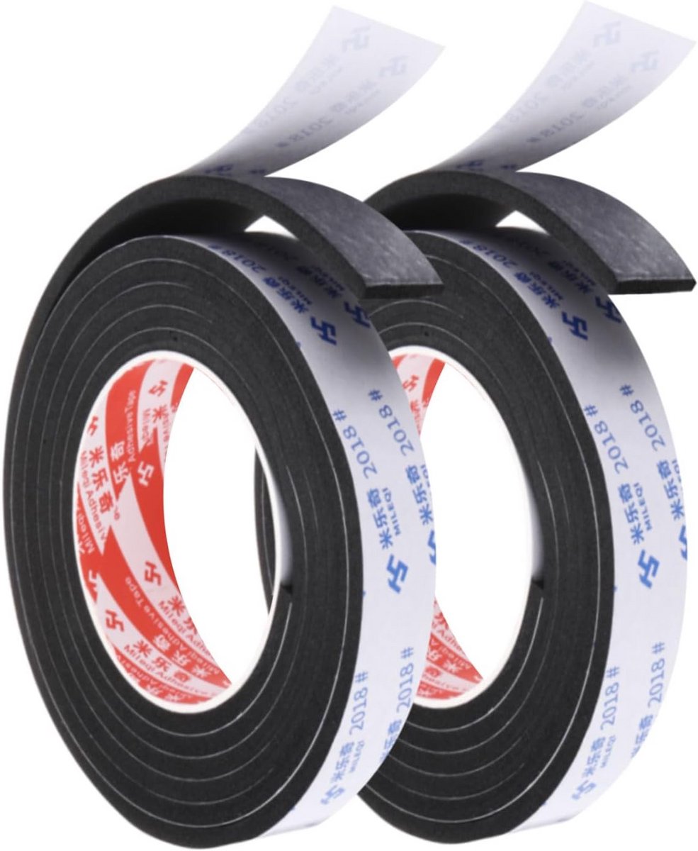 Zelfklevende Schuimrubber Afdichtstrip 2m Zwart Weerstrip Deur en Raam Isolatie
