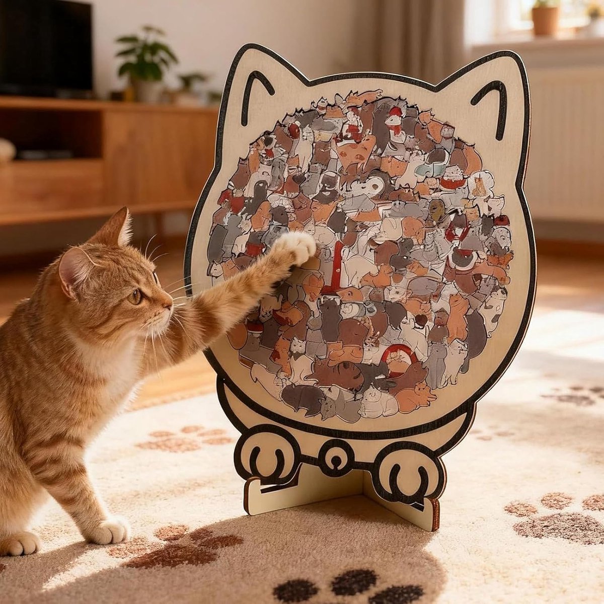 Puzzel - 135 stukjes puzzel - Houten kattenpuzzel - Kat-Vormige Puzzels - Legpuzzel volwassenen - kinderpuzzel - Creatief cadeau voor kattenliefhebbers - Houten puzzel Kat - Onregelmatige puzzel — cadeau in Spellen & Speelgoed - foto 5