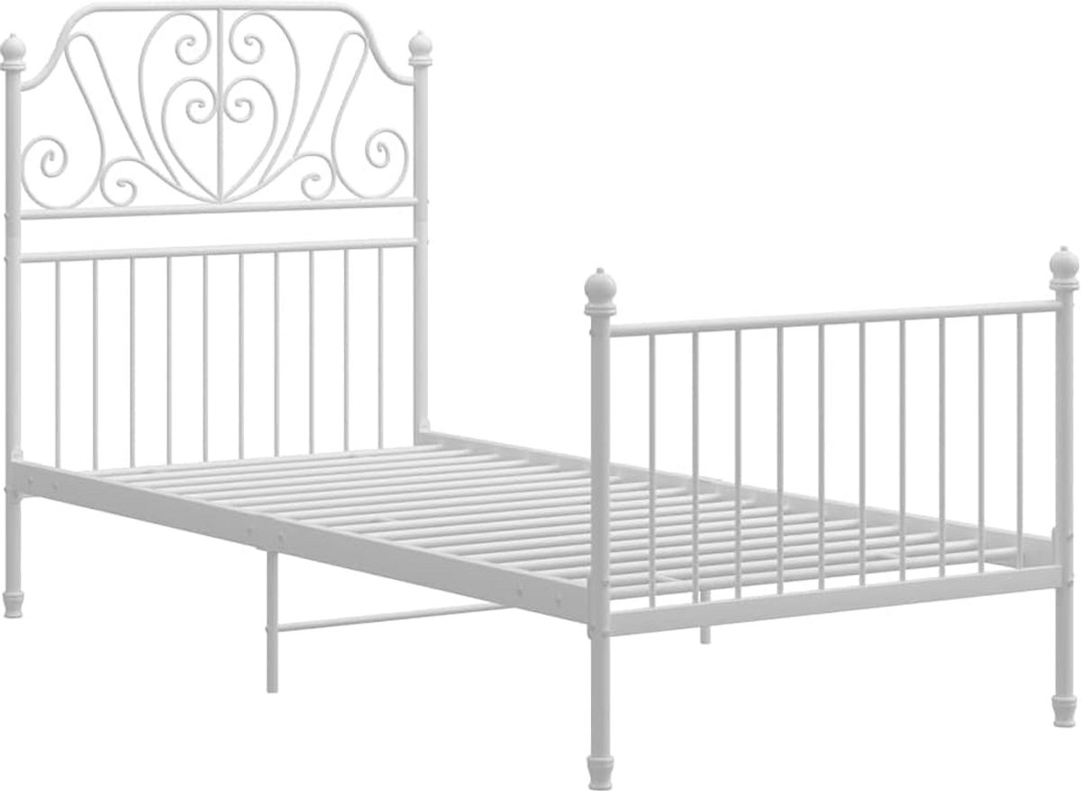 Comfortabel Metalen Bedframe Wit 100x200 cm - Stevig Lattenbodem Frame