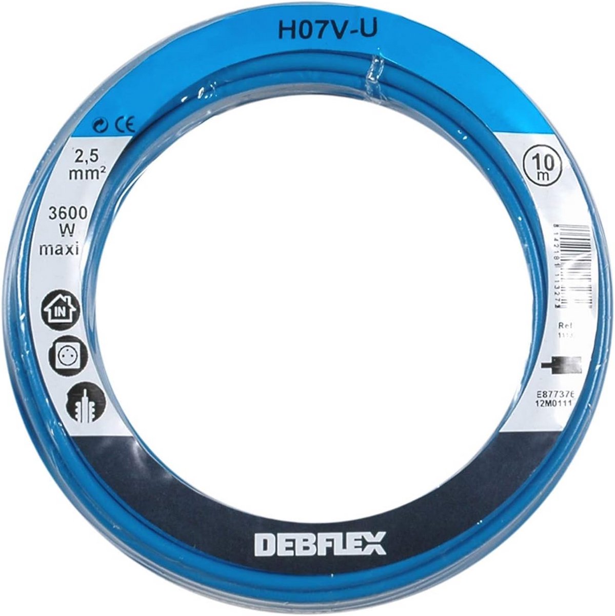 Elektrische Aderkabel HO7V-U 2,5mm² - 10 Meter Blauw