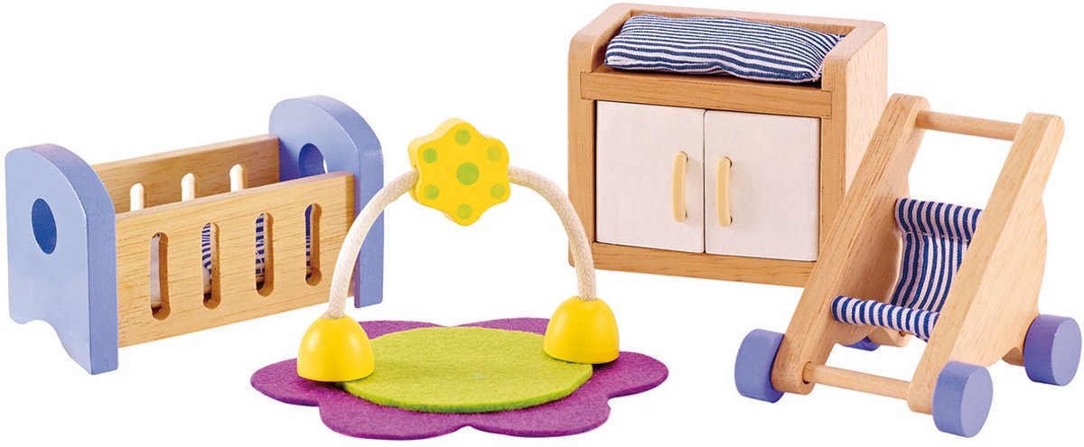 Hape Babykamer Poppenhuis Meubels - Houten Speelkamer met 8 Onderdelen, vanaf 3 Jaar — afbeelding 3