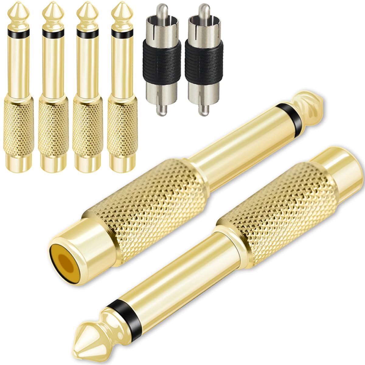6.35mm Mono Jack naar RCA Female Audio Adapter Set (6 Stuks)