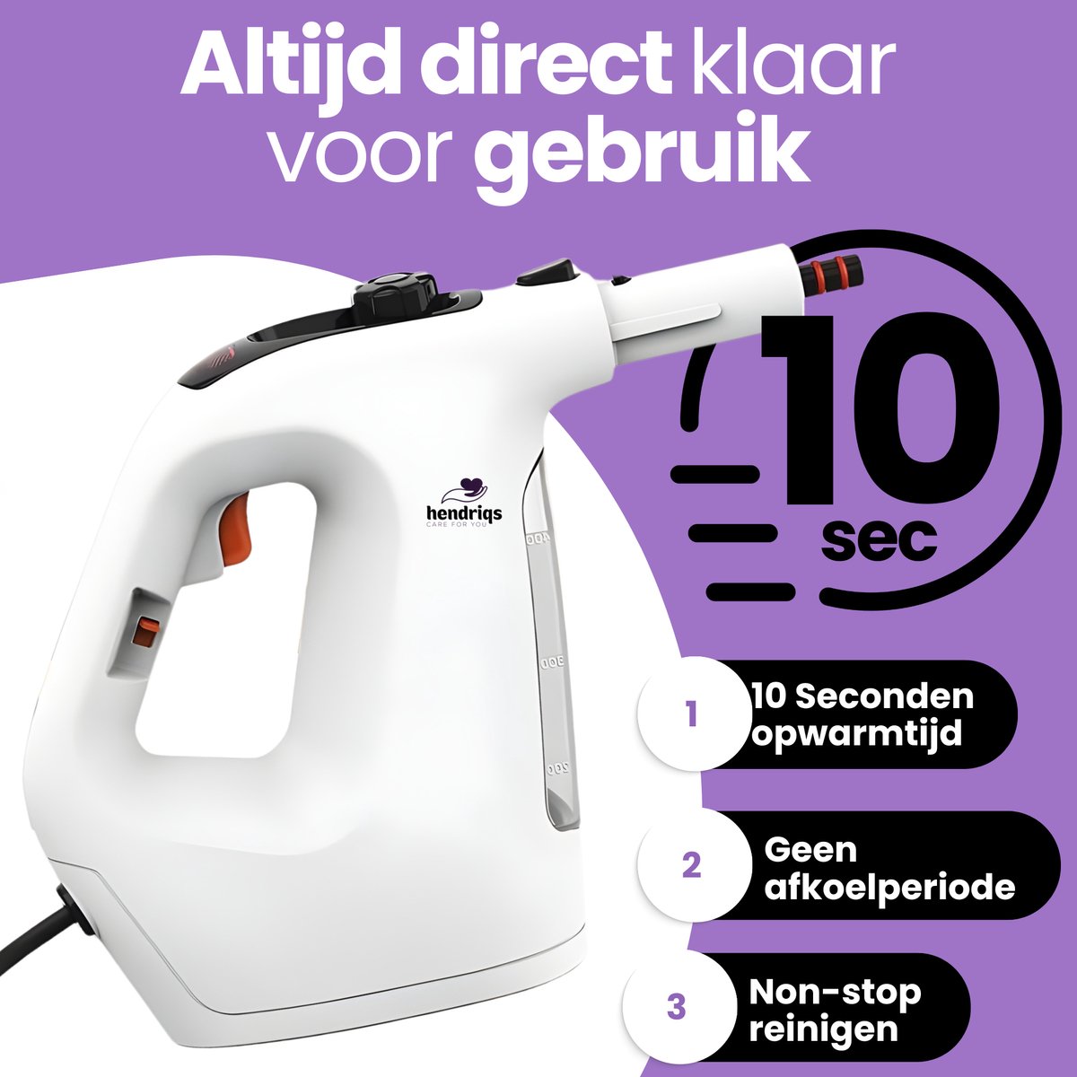 2-in-1 Stoomreiniger & Elektrische Dweil - Handstoomreiniger met Vloersteel - Stoomreiniger Vloer - Stoomdweil - 105°C Steam Cleaner voor Badkamer, Keuken & Ramen - Hendriqs® – foto 5