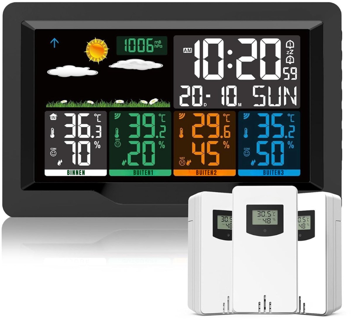 SCH® Weerstation met Buitensensor - Weerstation - Zwart - 21cm x 3cm x 14cm