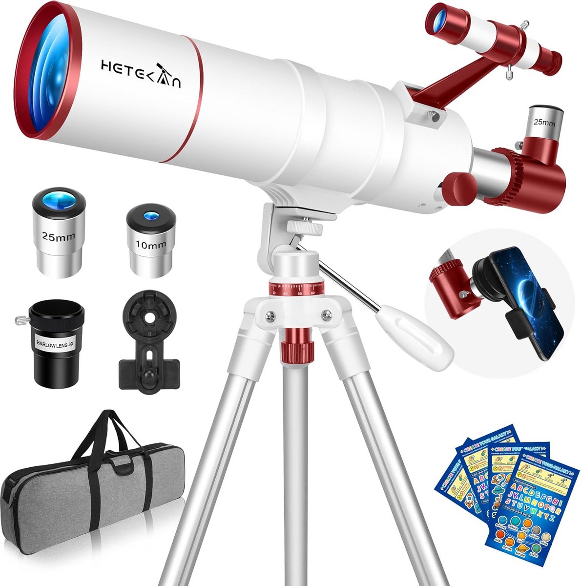 Draagbare Refractortelescoop voor Volwassenen en Beginners met Telefoonadapter