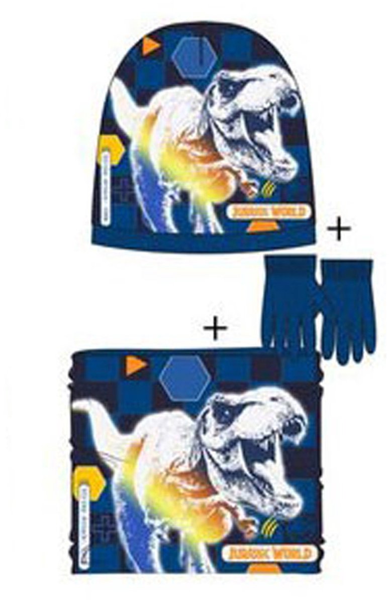 Jurassic World Attack Donkerblauwe kinderhoed + snood + handschoenset 54 cm