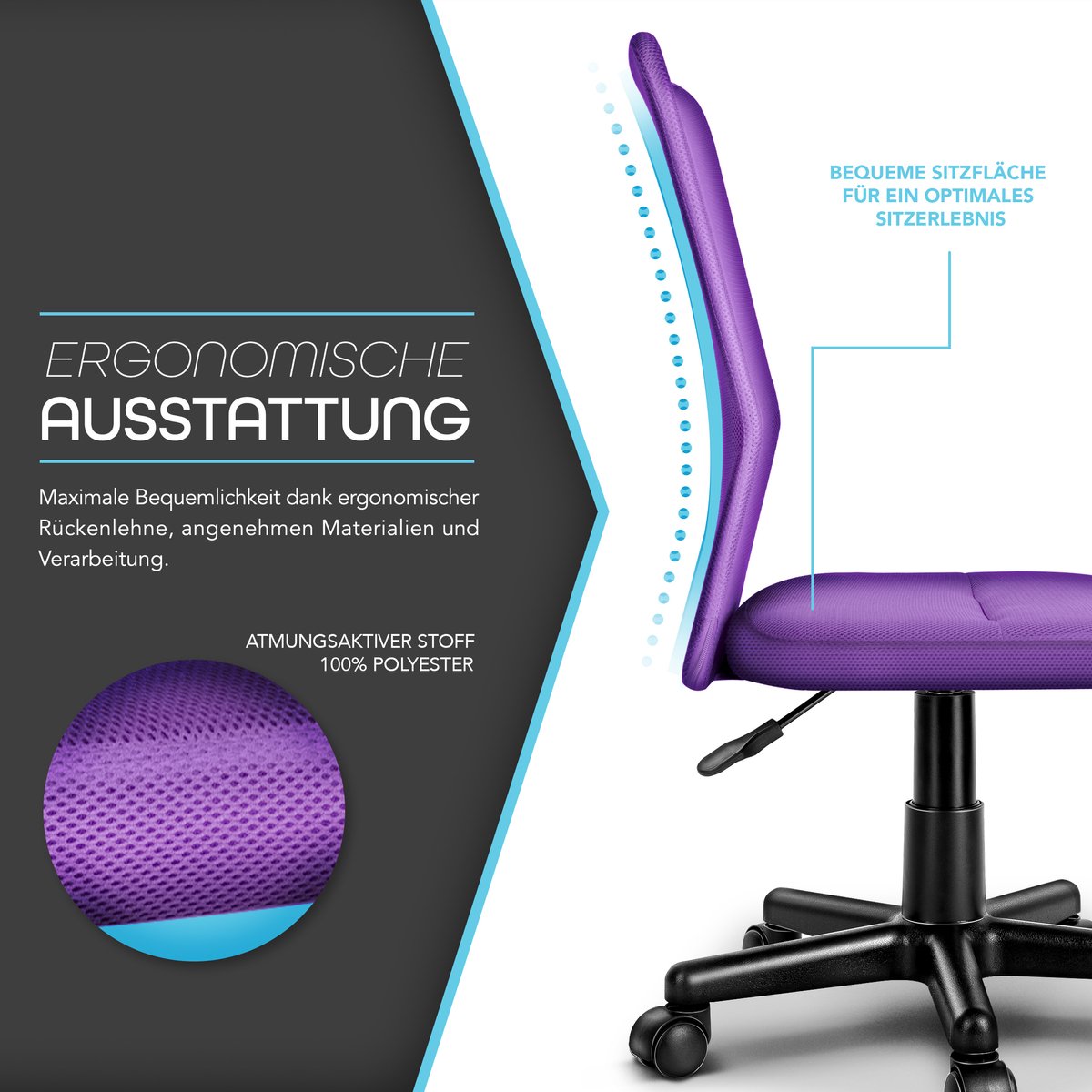 Tresko Kinderbureaustoel - Paars - afbeelding 2