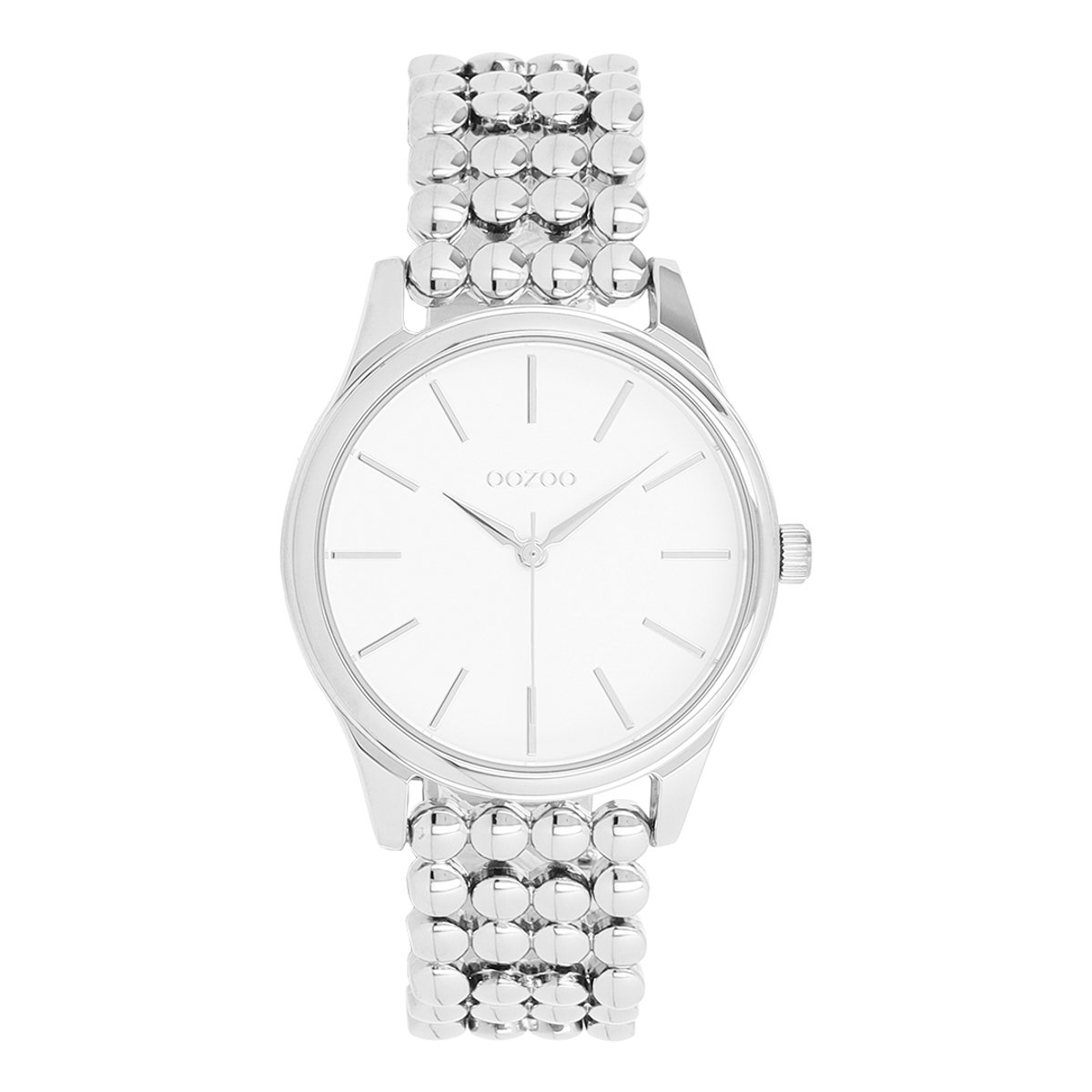 OOZOO Timepieces - Zilverkleurige OOZOO horloge met bolletjes schakelarmband - C11670