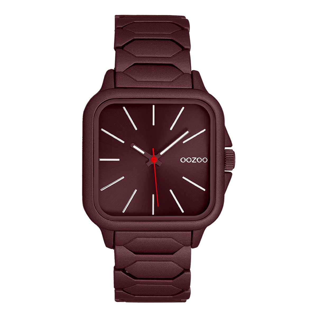 OOZOO Timepieces - Bordeaux rode OOZOO horloge met roestvrijstalen armband - C11661