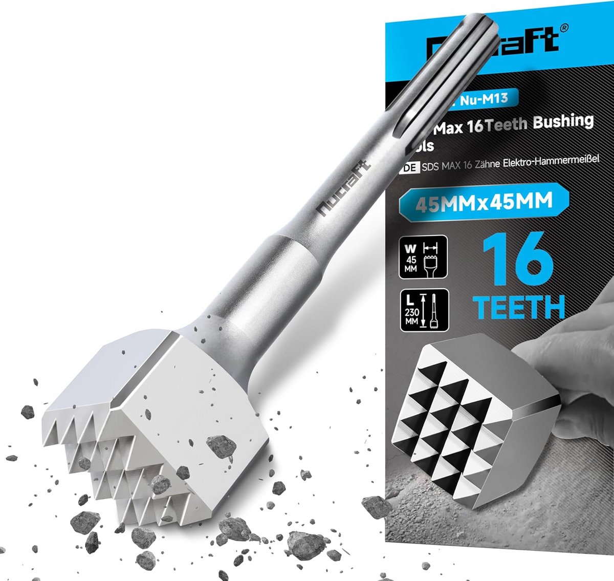 SDS MAX Elektrische Beitelsnijder 45x230mm met Ronde Schacht - Sloopgereedschap voor Muur en Steen