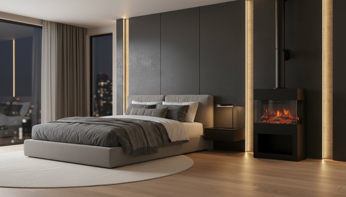 Elektrische Haard met Rookafvoerbuis – Casa Velluto Henri Design Houtkachel met Verwarming – 3D LED Vlameffect – Vrijstaand – Afstandsbediening – Timer – Houtopslag – Zwart – 117 cm
