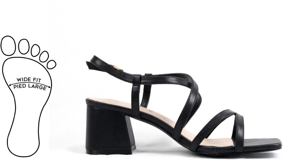 Verstelbare sandalen met brede neus en hak, model H - Eva