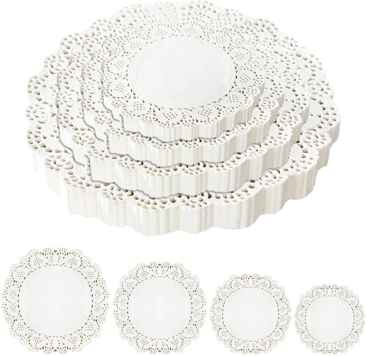 Ronde Papieren Blokken - Decoratief Lace Papier - 4 Verschillende Afmetingen