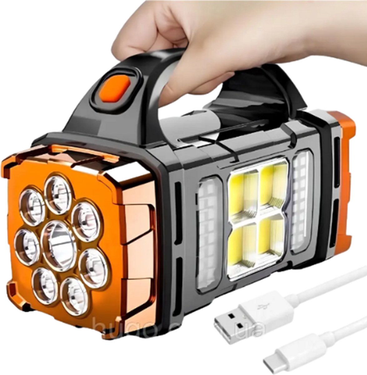 Zaklamp LED - Op Zonne-energie - USB Oplaadbaar - Powerbank - Noodverlichting - Waterproof - Goud