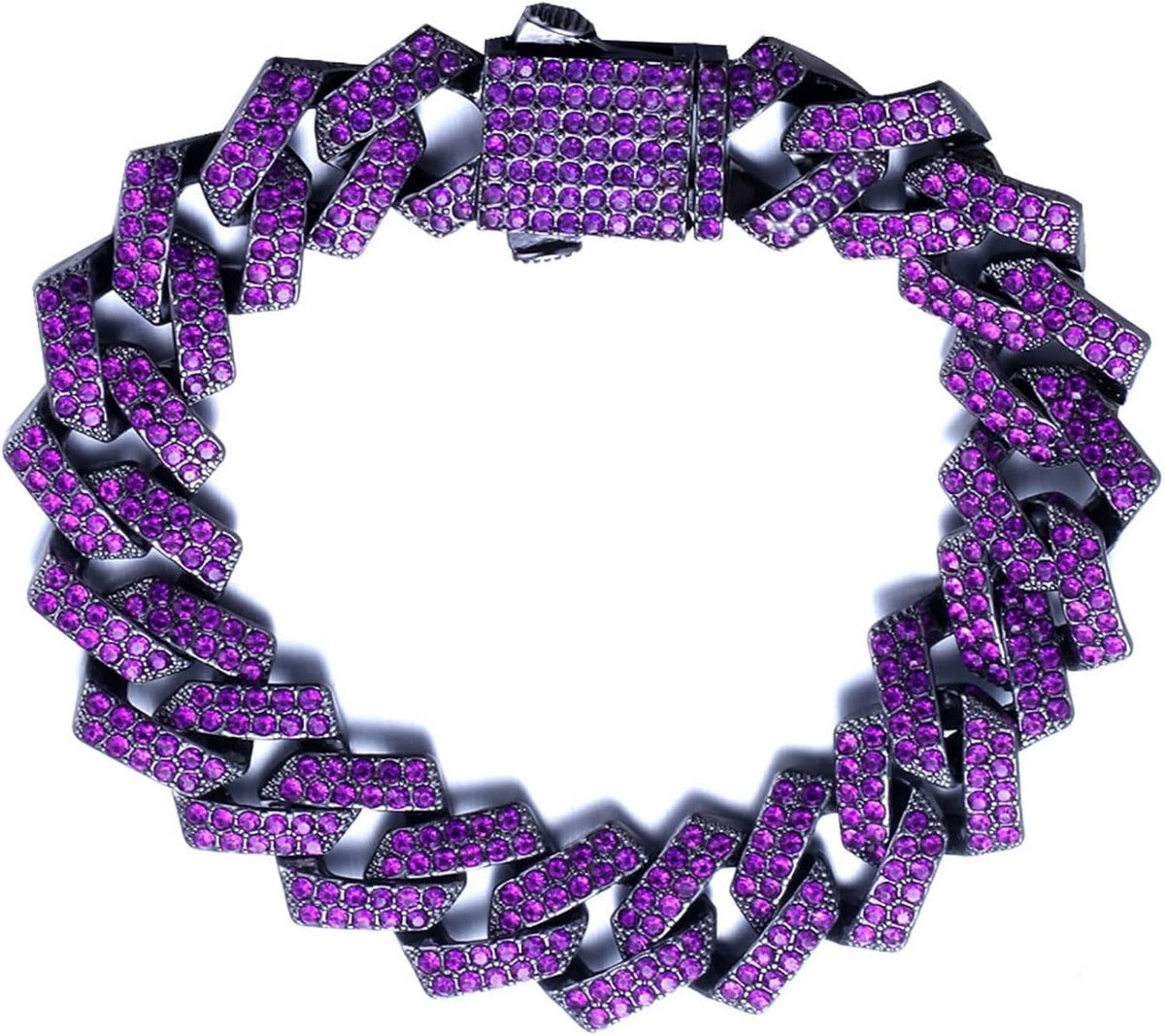 Luxe Schakelarmband met Gesimuleerde Diamanten, 18K Verguld, 12mm Breedte