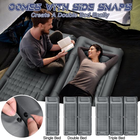 Slaapmat - Slaapmat Zelfopblazend - Luchtbedden - Campingmat - 12 Cm Dikke Ultralichte Slaapmat Met Ingebouwde Pomp - Draagbaar Campingmatras Met Kussen - Waterdichte Opvouwbare - Voor Wandelen En Backpacken — afbeelding 5