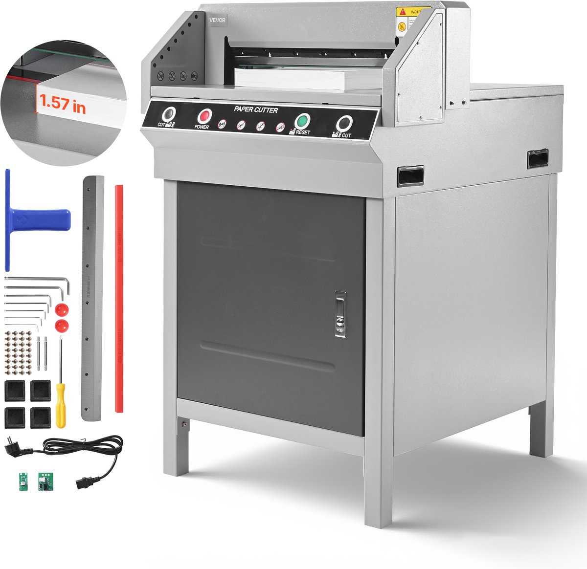 VEVOR Elektrische Papiersnijder, Krachtige Papiersnijder, 45 CM Snijbreedte, 4 CM Snijdikte, Grote Elektrische Guillotine met Infraroodfunctie en Vervangend Mes, 500 W