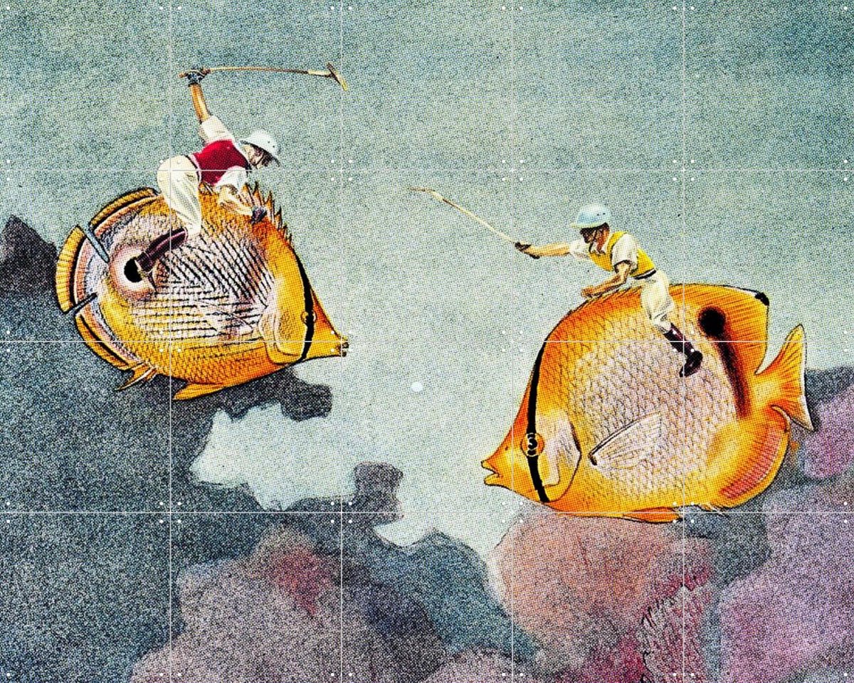 IXXI Game Point, Extrovisions - 100 x 80 cm - Gratis ophangtool - Grote wanddecoratie en posters - Kleurrijk, Surrealisme, Gemengde Technieken
