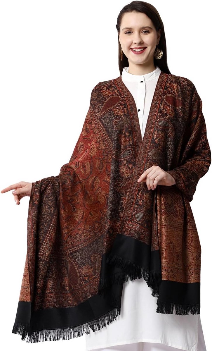 Luxe Geweven Sjaal voor Dames - Jacquard Patroon en Royal Look
