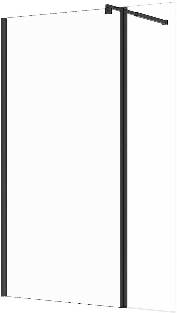 Vente-unique Inloopdouchewand met draaipaneel - Mat zwart - 6 mm glas - (100 + 40) x 200 cm - DAREN
