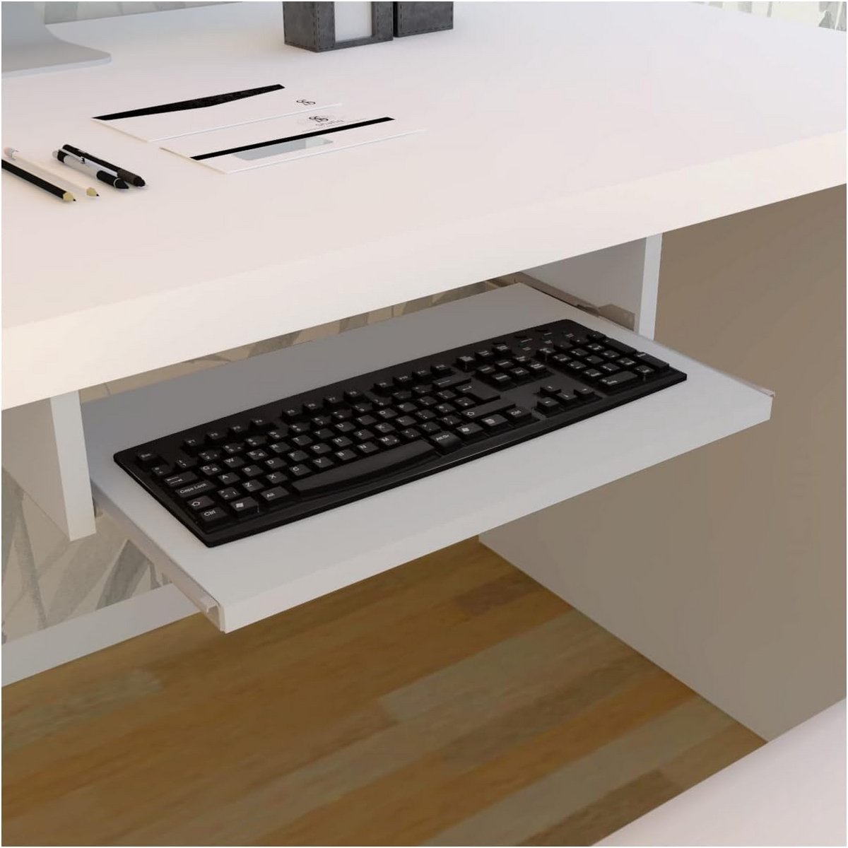 Uitschuifbaar Houten Ladeblok voor Onder het Bureau - Toetsenbord en Muis Opslag