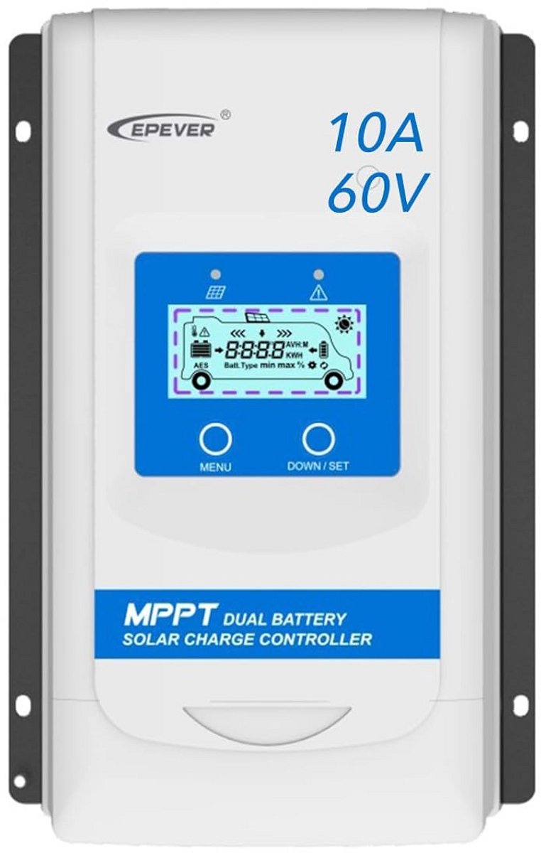 MPPT Solar Laadregelaar 10A voor 2 Batterijen 12V/24V Duo Batterijbeheer