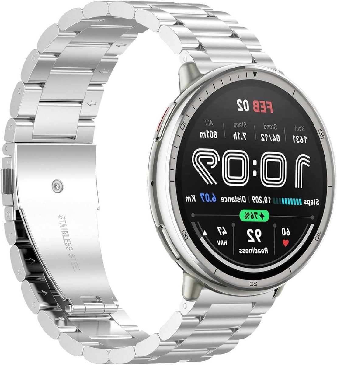 Allecto- Roestvrijstalen Horlogeband Vervanging - Band compatibel met Smartwatch - Duurzaam - Lichtgewicht - Geschikt voor Smartwatch Modellen - Grijs.