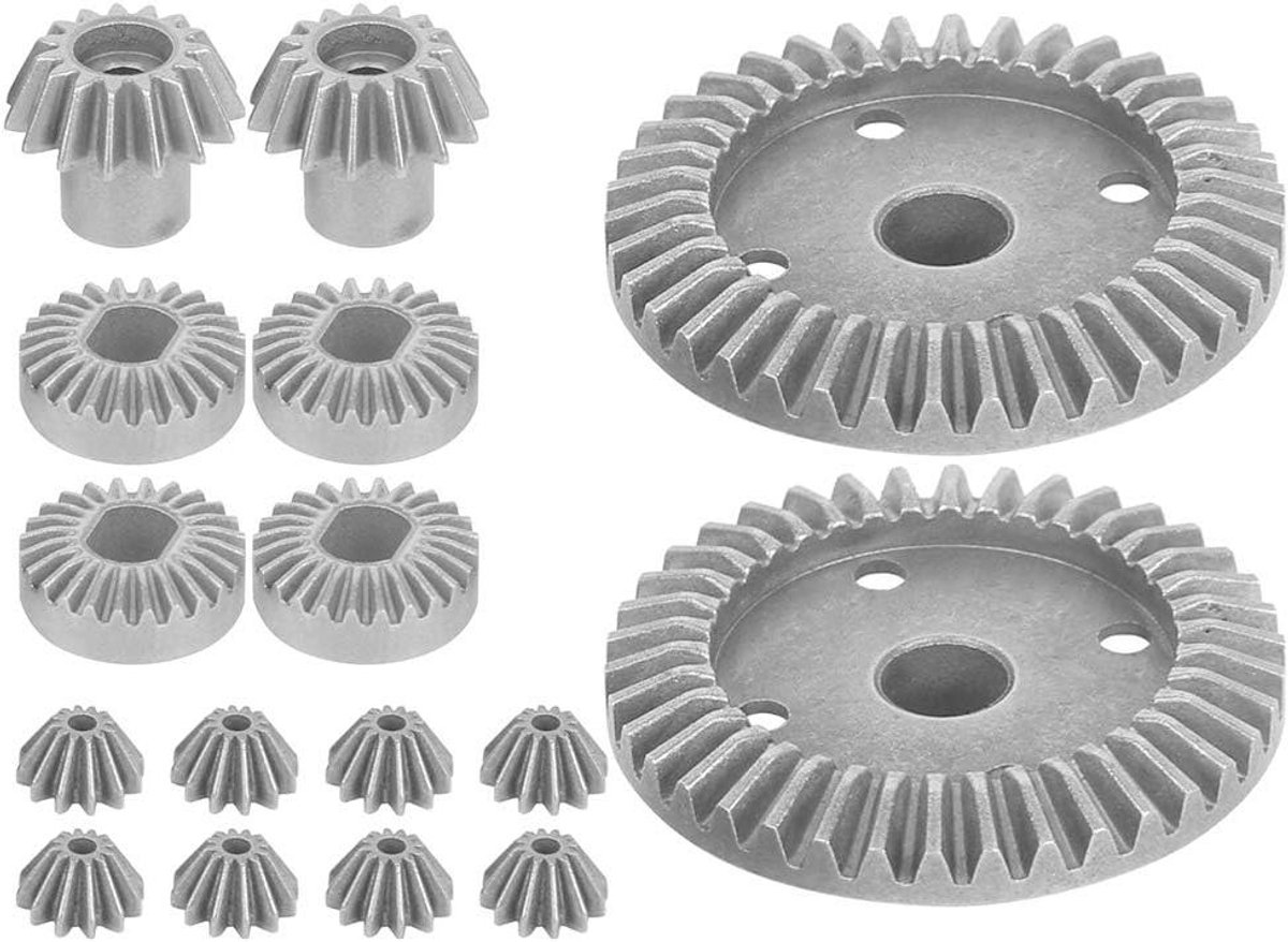 Allecto- Differentiële tandwielset - Metalen upgrade - 1/18 formaat - Upgrade reserveonderdeel - Auto onderdelen - Geschikt voor WLtoys 1/18 A959 A949.