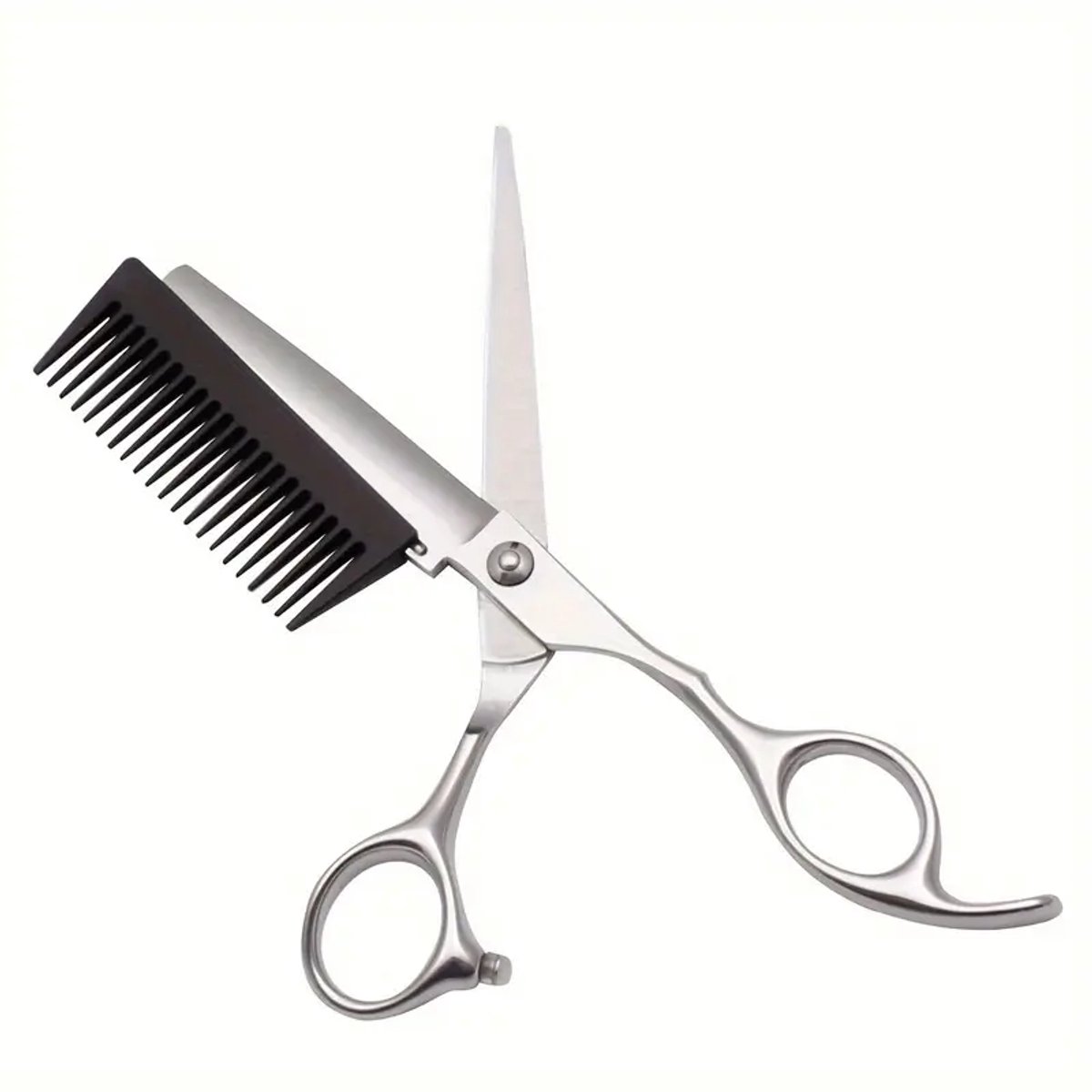 Professional Stainless Steel Hairdressing Scissors with Built-In Texturizing Comb – 6.0 Inch – Salon & Barber Precision Tool
