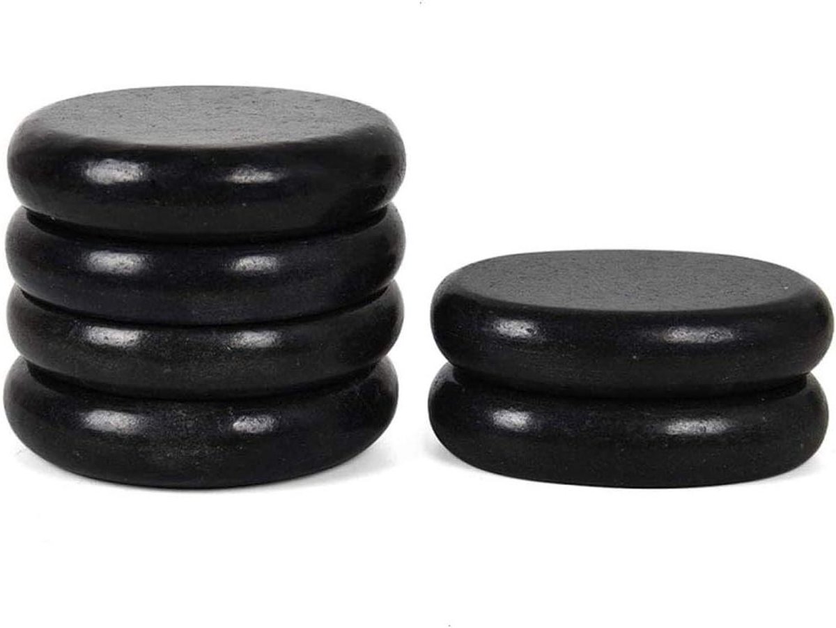 Allecto - Grote Essentiële Massage Stenen Set - Hot Stones - Professioneel of Thuis Spa - Ontspannend - Pijnverlichting - Geschikt voor Massage - Grijs - 6 stuks.