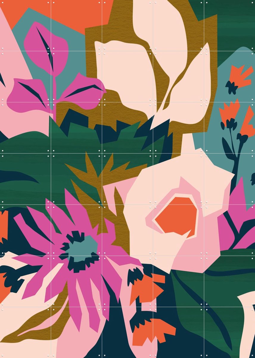 IXXI Arranging Pink, Megan Gallagher - 100 x 140 cm - Gratis ophangtool - Grote wanddecoratie en posters - Digitale Kunst, Grafisch Ontwerp, Speels