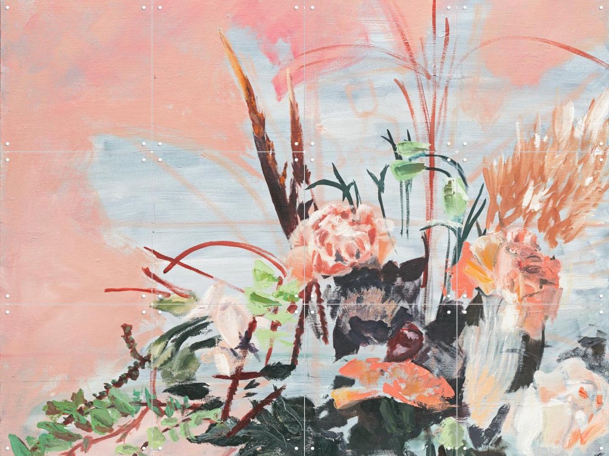 IXXI Pink Floral, Green Barn Studio - 80 x 60 cm - Gratis ophangtool - Grote wanddecoratie en posters - Kleurrijk, Abstract, Olieverf, Slaapkamer