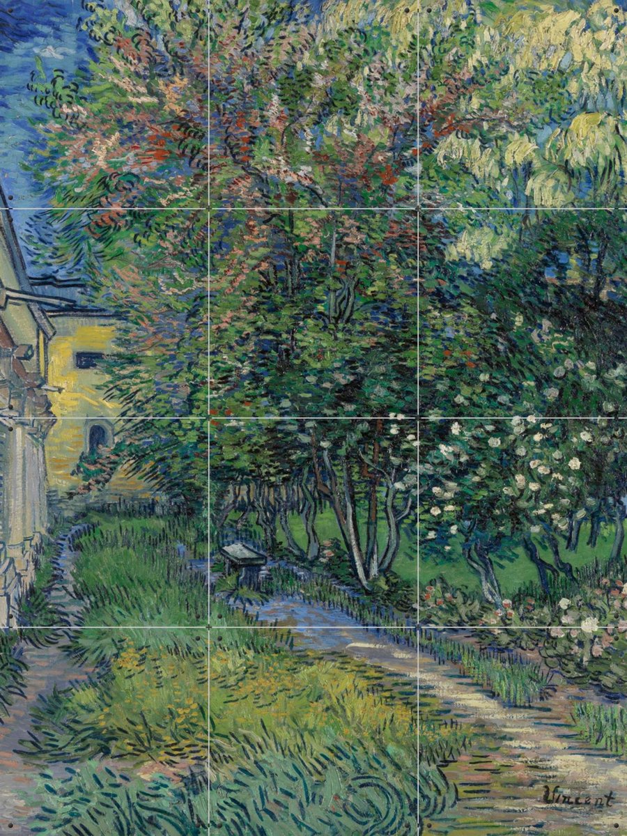 IXXI De tuin van de inrichting in Saint-Rémy, Vincent van Gogh (1853 - 1890) & Kröller-Müller Museum - 60 x 80 cm - Gratis ophangtool - Grote