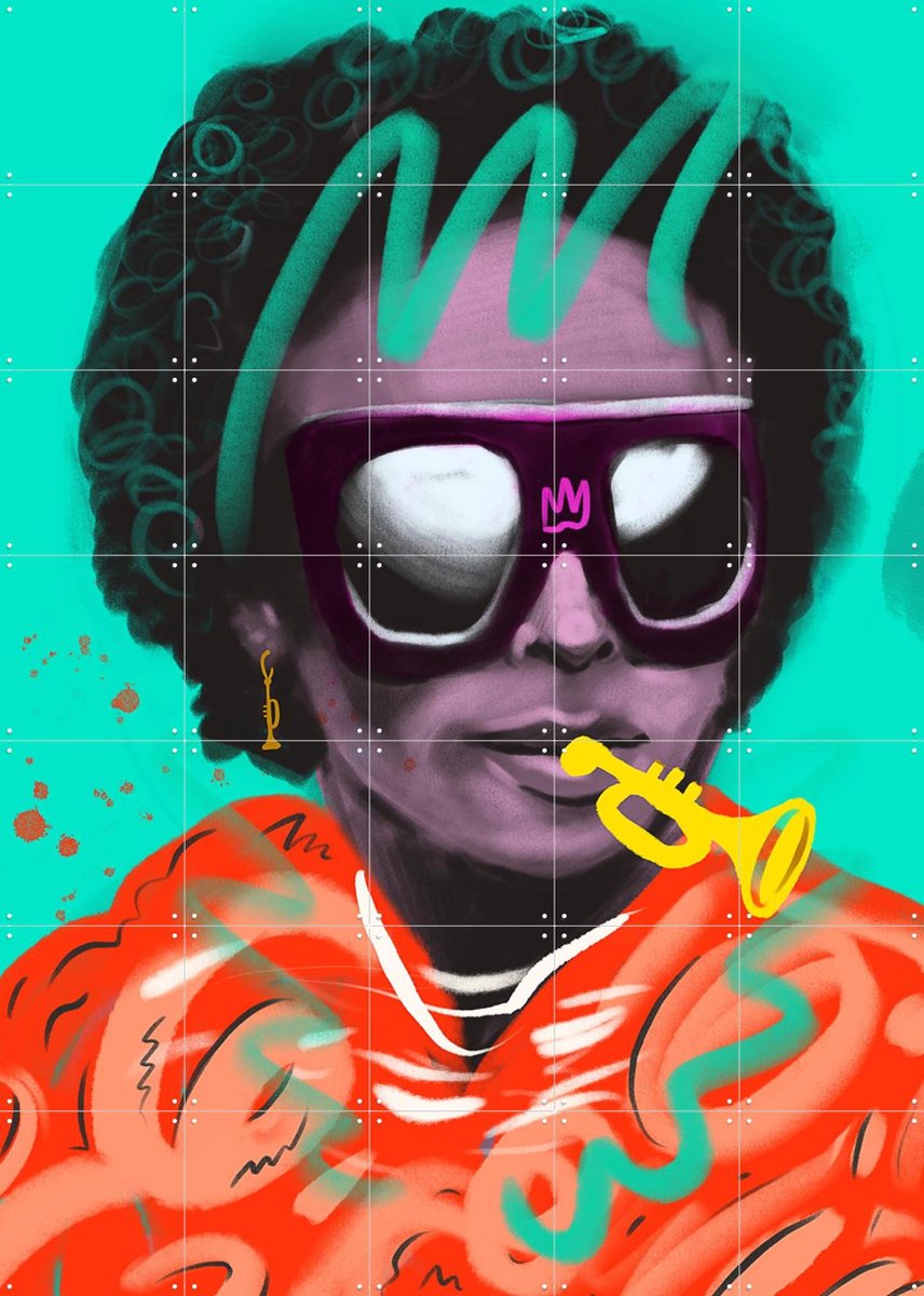 IXXI Miles Davis, Pop-art by Tadej - 100 x 140 cm - Gratis ophangtool - Grote wanddecoratie en posters - Kleurrijk, Pop art, Illustraties, Portretten