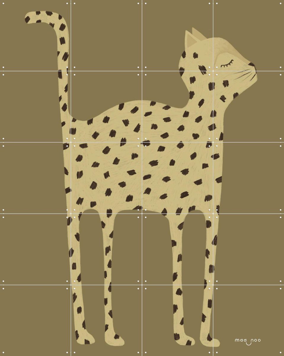 IXXI Proud Cheetah, Maa-noo - 80 x 100 cm - Gratis ophangtool - Grote wanddecoratie en posters - Speels, Kleurrijk, Illustraties, Kinderkamer