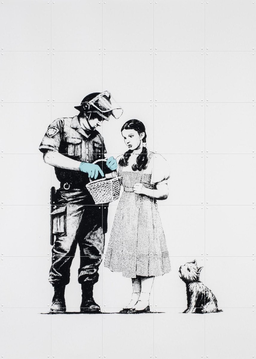 IXXI Stop and Search, Banksy - 100 x 140 cm - Gratis ophangtool - Grote wanddecoratie en posters - Illustraties, Pop art, Mancave